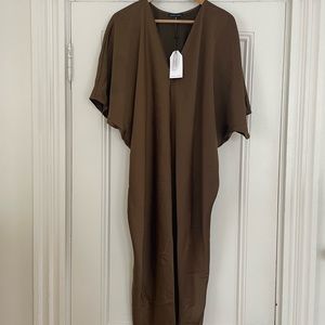 Universal Standard Satin V Neck Dress - Caramel